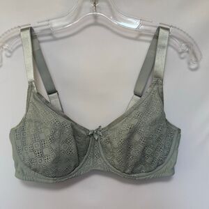Glamorise Lace Comfort WonderWire Underwire Bra 9855 Jade size 36D 9855